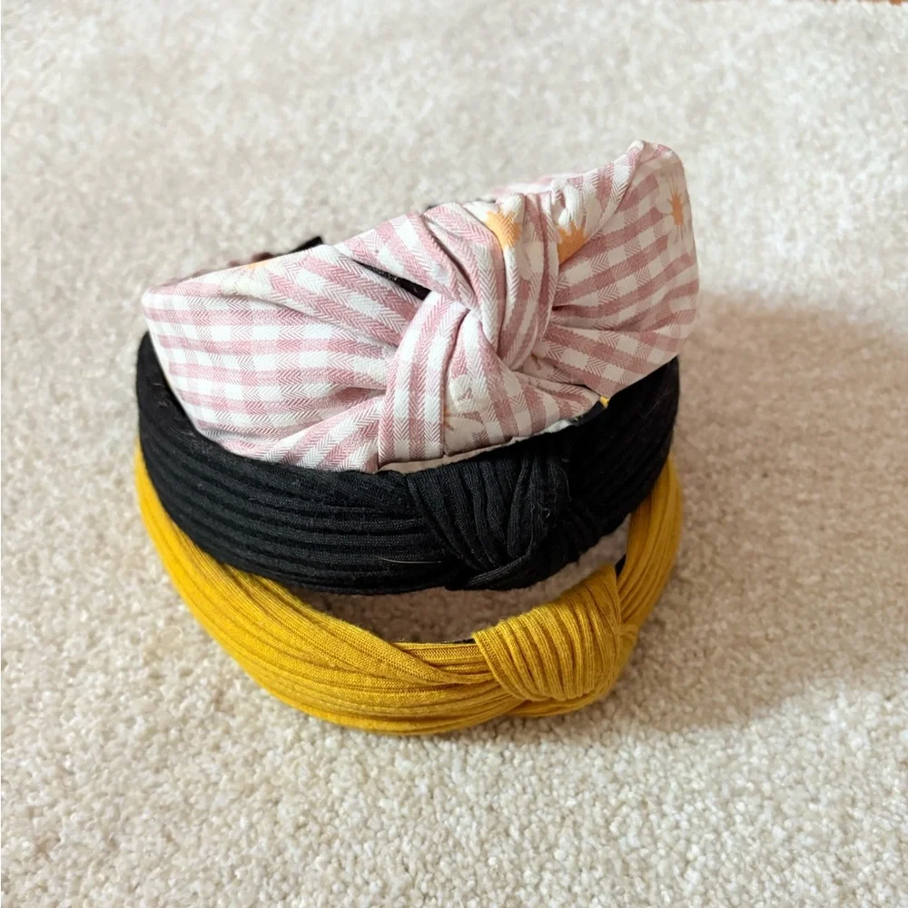 Stylish Kids Headband Set - Pink, Black, Yellow